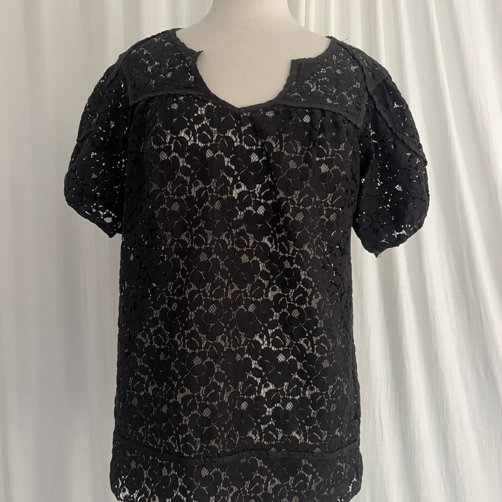 Cute black lace short sleeve